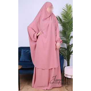 JIlbab 2 Pièces - Vieux Rose - Microfibre Léger - Jamila