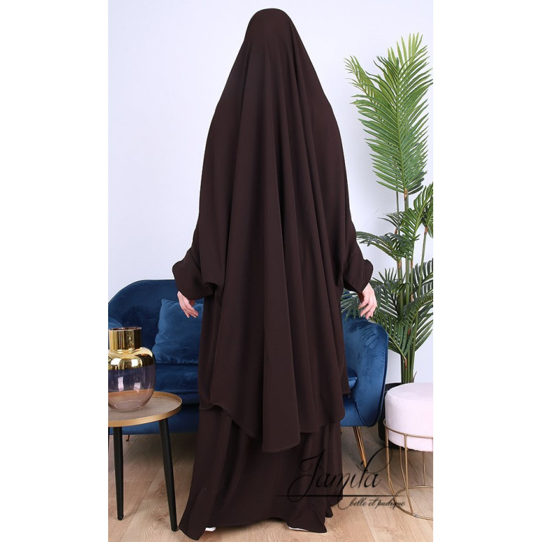 JIlbab 2 Pièces - Choco - Microfibre Léger - Jamila JIlbab 2 Pièces - Choco - Microfibre Léger - Jamila