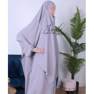 Khimar - Gris Clair - Microfibre Léger - Jamila