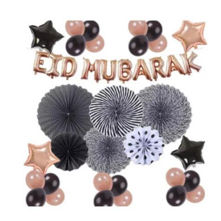 Banderole EID MUBARAK + 20 Ballons et 4 Etoiles + 6 Rosasse - Mooslim Toys