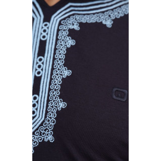 Ensemble Etniz - T-Shirt et Saroual - Bleu Nuit - Qaba'il : Manches Courtes et Pantacourt Ensemble Etniz - T-Shirt et Saroual - Bleu Nuit - Qaba'il : Manches Courtes et Pantacourt