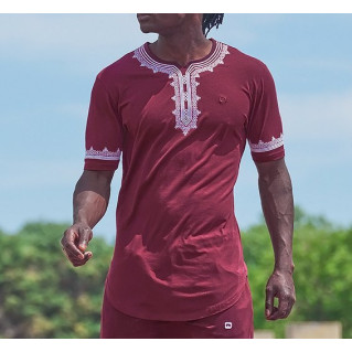 T-Shirt Etniz Bordeaux - Motif Oriental Brodé - Qaba'il : Manches Courtes New 2021 T-Shirt Etniz Bordeaux - Motif Oriental Brodé - Qaba'il : Manches Courtes New 2021
