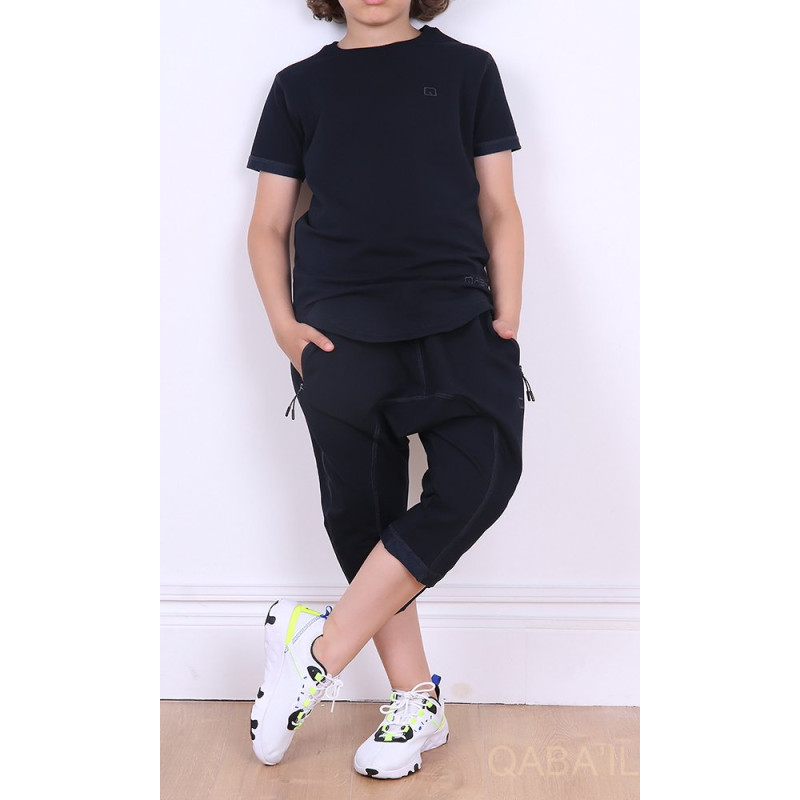 Ensemble Nautik Kid - Noir - Sarouel + T-Shirt de 3 à 16 ans - Qaba'il