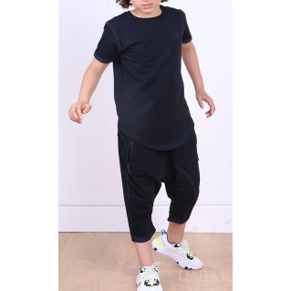 Ensemble Nautik Kid - Noir - Sarouel + T-Shirt de 3 à 16 ans - Qaba'il