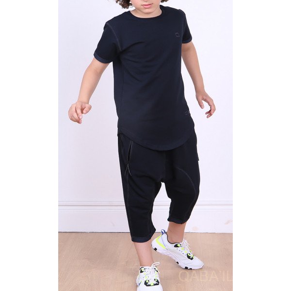 Ensemble Nautik Kid - Noir - Sarouel + T-Shirt de 3 à 16 ans - Qaba'il