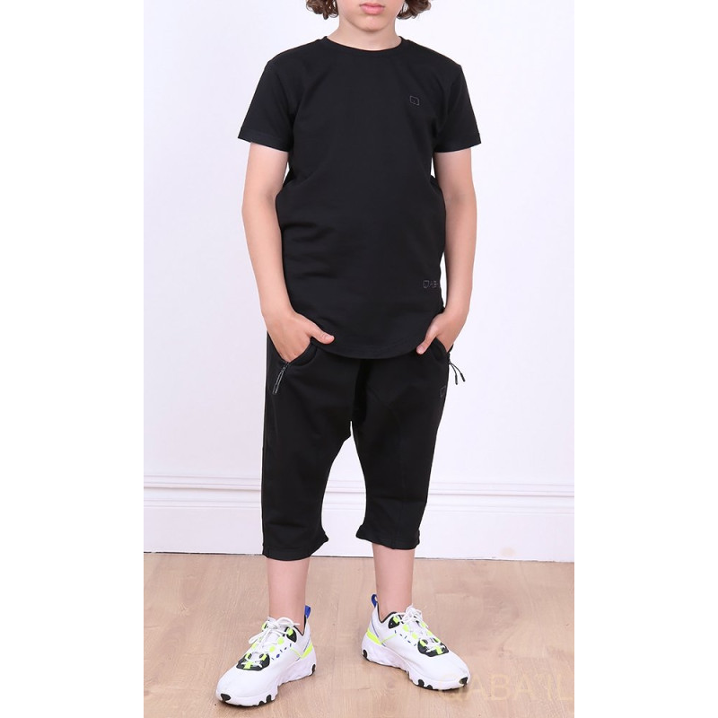Ensemble Nautik Kid - Noir - Sarouel + T-Shirt de 3 à 16 ans - Qaba'il