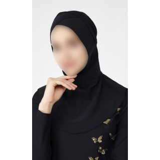 Hijab Multisport - Bonnet Croisé Intégré - Noir - Plage et Sport