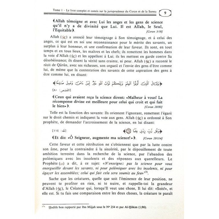 Le Livre Complet et Concis sur La Jurisprudence du Coran et de la Sunna, de M. Subhî Hallâq en 3 tomes, Français et Arabe - Edit