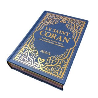Le Saint Coran Bleu Nuit Doré - Couverture Daim - Pages Arc-En-Ciel - Français-Arabe-Phonétique - Maison Ennour