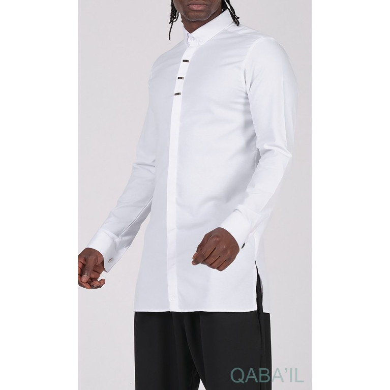 Chemise Longue Gaufrée - Blanc - Qaba'il 