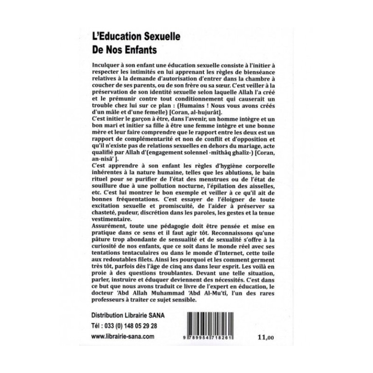 Réussir l'Education Sexuelle de nos Enfants - Abdallah Abd Al-Mu'ti - Edition Almadina