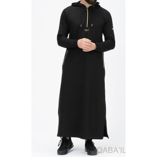 Qamis Long Basic avec Capuche - Noir et Or - Qaba'il : HOOD GS Qamis Long Basic avec Capuche - Noir et Or - Qaba'il : HOOD GS