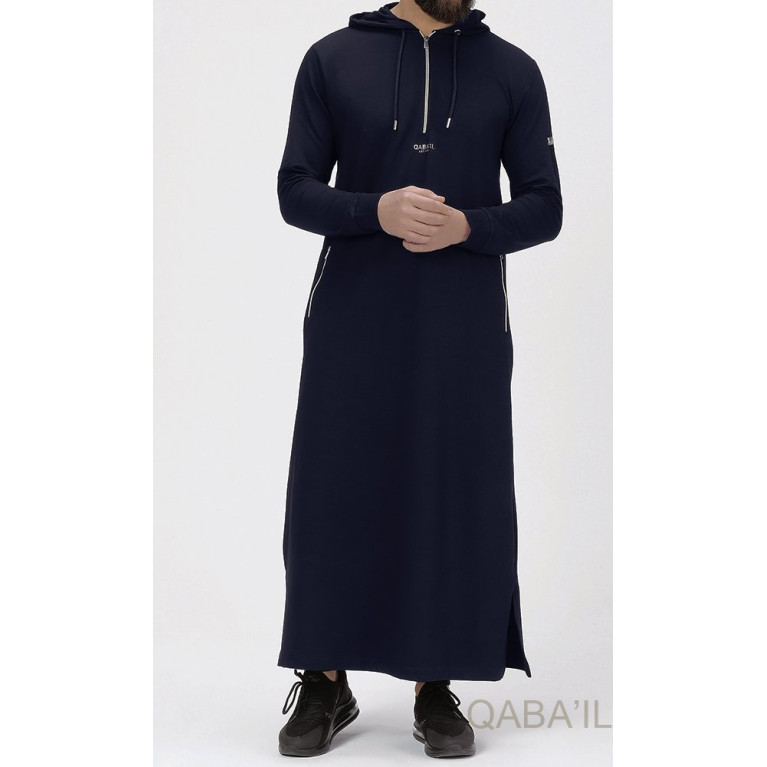 Qamis Long Basic avec Capuche - Noir et Or - Qaba'il : HOOD GS