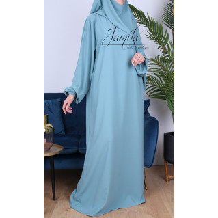 Abaya Manche Elastique - Vert Eau - Microfibre Léger - Jamila