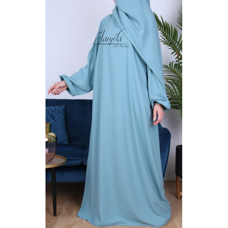 Abaya Manche Elastique - Vert Eau - Microfibre Léger - Jamila Abaya Manche Elastique - Vert Eau - Microfibre Léger - Jamila