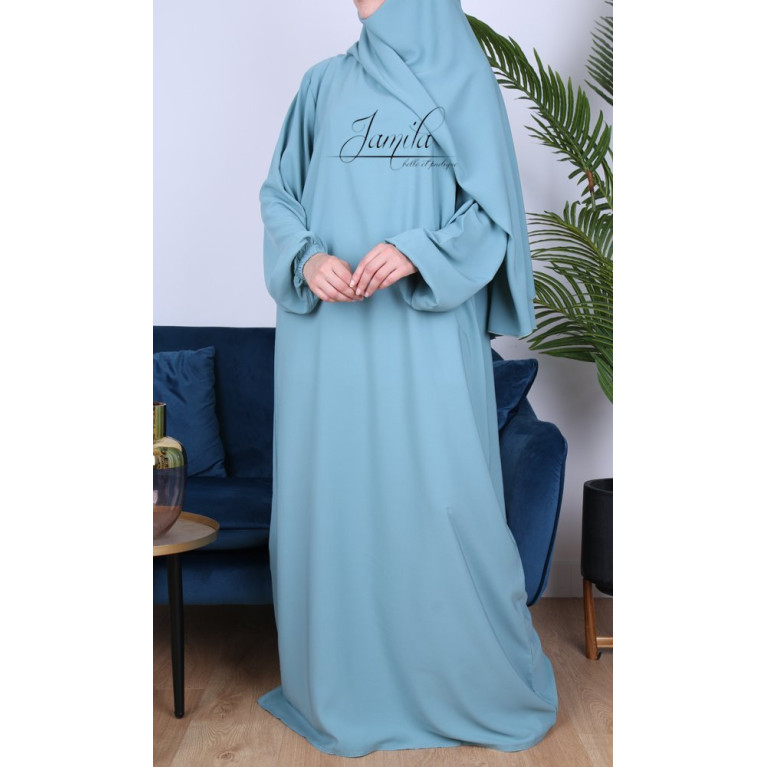 Abaya Manche Elastique - Vert Eau - Microfibre Léger - Jamila Abaya Manche Elastique - Vert Eau - Microfibre Léger - Jamila