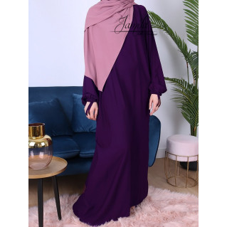 Abaya Manche Elastique - Prune - Microfibre Léger - Jamila