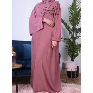 Abaya Manche Elastique - Rose Saumon - Microfibre Léger - Jamila