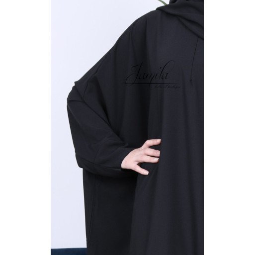 Abaya Papillon - Noir - Microfibre Léger - Jamila