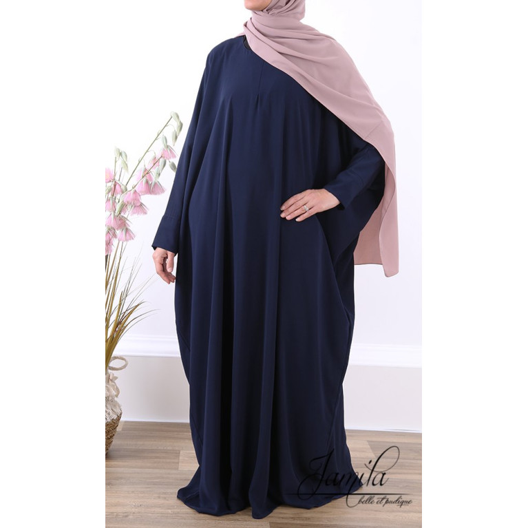 Abaya Papillon - Bleu Nuit - Microfibre Léger - Jamila