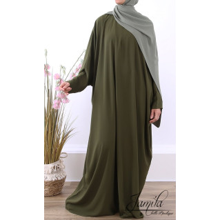 Abaya Papillon - Kaki - Microfibre Léger - Jamila