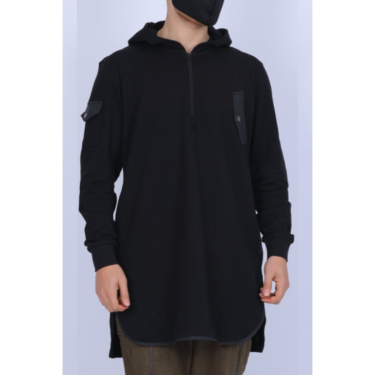 Qamis Court Be.Proud - Sweat Capuche Long Size - Noir - N3 - Na3im - NIII - New 2022