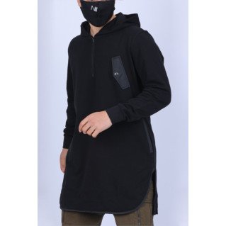 Qamis Court Be.Proud - Sweat Capuche Long Size - Noir - N3 - Na3im - NIII - New 2022