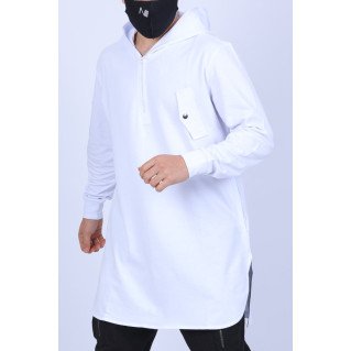 Qamis Court Be.Proud - Sweat Capuche Long Size - Blanc - N3 - Na3im - NIII - New 2022