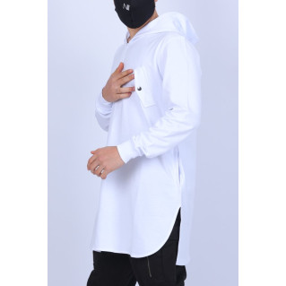 Qamis Court Be.Proud - Sweat Capuche Long Size - Blanc - N3 - Na3im - NIII - New 2022 Qamis Court Be.Proud - Sweat Capuche Long Size - Blanc - N3 - Na3im - NIII - New 2022