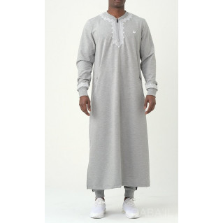 Qamis Long - Gris - Jersey Coton - Qaba'il : Etniz MA