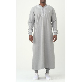 Qamis Long - Gris - Jersey Coton - Qaba'il : Etniz MA