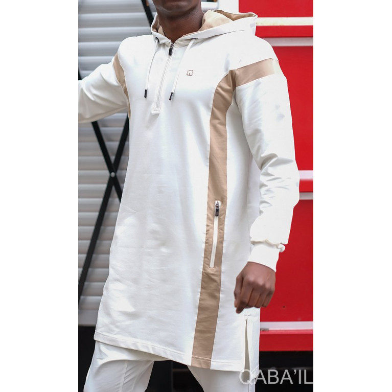 Ensemble Qamis Court + Sarouel - Ecru et Beige - Qaba'il : Veloce