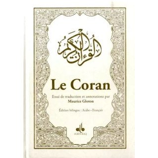 Le Coran Couverture Blanc - De Luxe et Dorure des Pages sur la Tranche - Arabe et Français - Maurice Gloton - Edition Al Bouraq