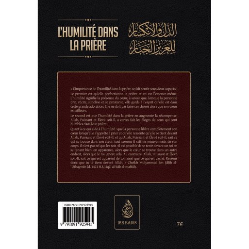 L’Humilité dans la Prière - L’Imam, Al-Hafiz ibn Rajab al-Hanbali - Edition Ibn Badis