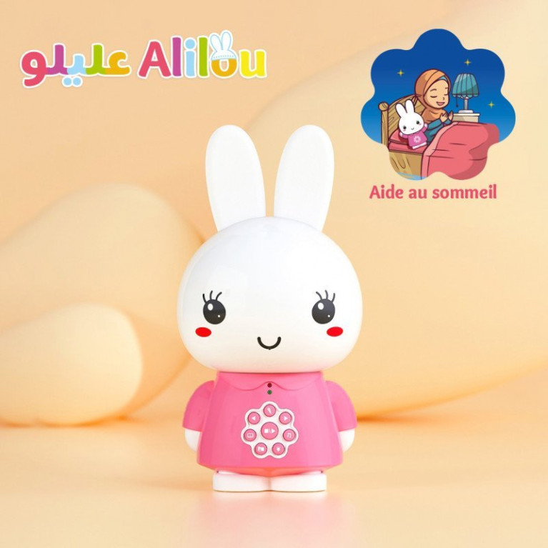 La Petite Lapinou Mouslim Rose : Alilou - Jouet et Veilleuse Ludo-éducatif - Haute Qualité de Son + 80 Minutes d'Audio - Led 7 C