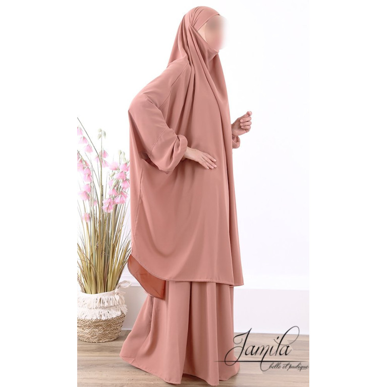 JIlbab 2 Pièces -Rose Nude - Microfibre Léger - Jamila JIlbab 2 Pièces -Rose Nude - Microfibre Léger - Jamila