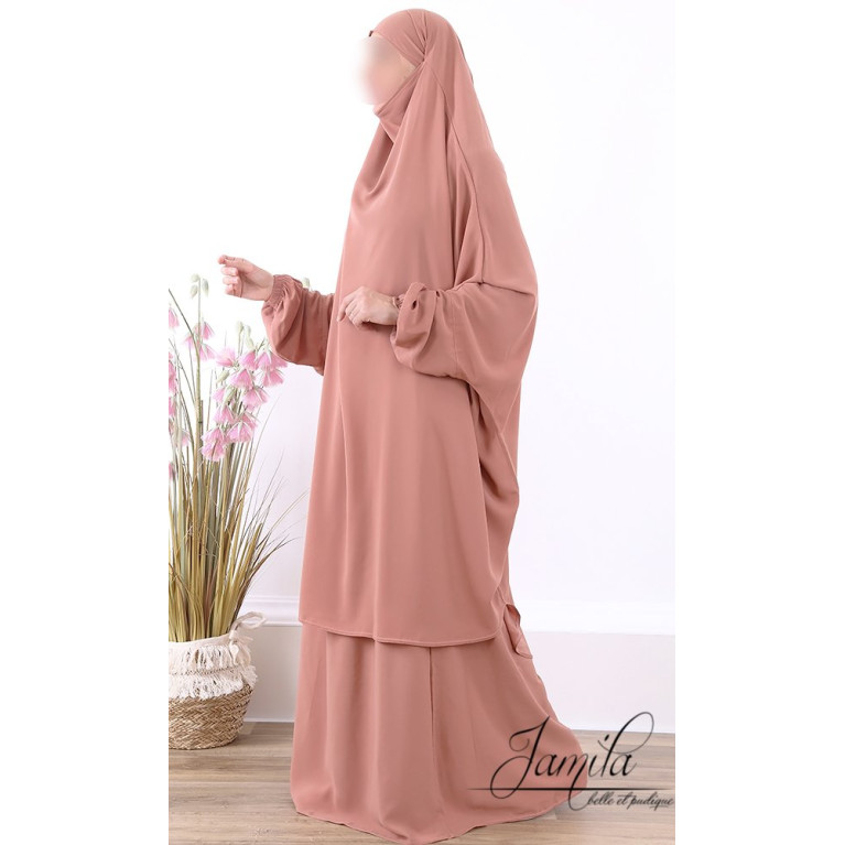 JIlbab 2 Pièces -Rose Nude - Microfibre Léger - Jamila JIlbab 2 Pièces -Rose Nude - Microfibre Léger - Jamila