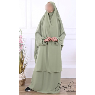 JIlbab 2 Pièces - Kaki Clair - Microfibre Léger - Jamila