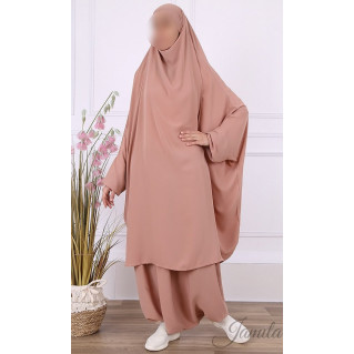 JIlbab 2 Pièces Sarouel - Rose Nude - Microfibre Léger - Jamila