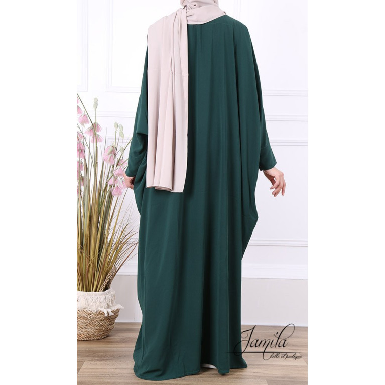 Abaya Papillon - Vert Bouteille - Microfibre Léger - Jamila