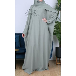 Abaya Papillon - Vert Pastel - Microfibre Léger - Jamila