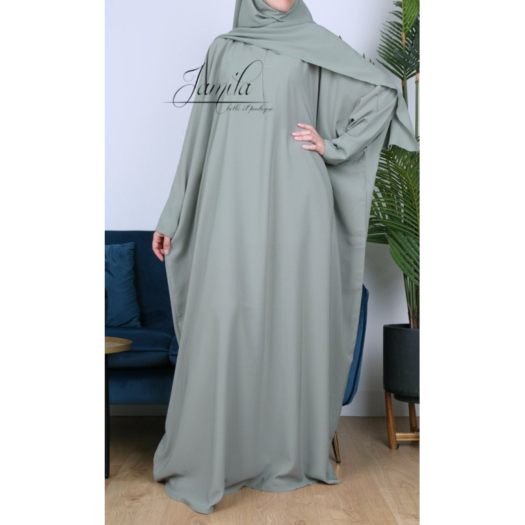 Abaya Papillon - Vert Pastel - Microfibre Léger - Jamila