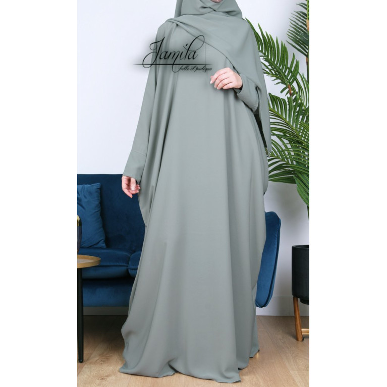 Abaya Papillon - Vert Pastel - Microfibre Léger - Jamila