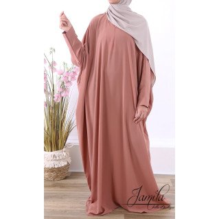 Abaya Papillon - Rose Saumon - Microfibre Léger - Jamila