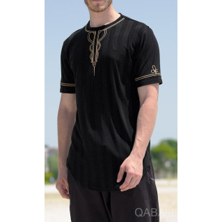 T-Shirt Brodé KAYS - Noir - Qaba'il : Manches Courtes