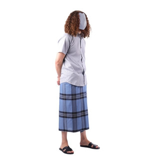 Izar Tangara, Sarong ou Pagne à Carreaux Bleu Gris - Izare Izar Tangara, Sarong ou Pagne à Carreaux Bleu Gris - Izare
