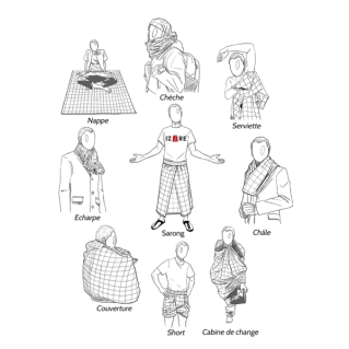 Izar Tangara, Sarong ou Pagne à Carreaux Bleu Gris - Izare Izar Tangara, Sarong ou Pagne à Carreaux Bleu Gris - Izare