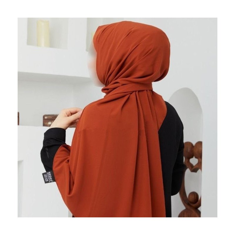 Voile Soie de Médine - Brique - Hijab, Foulard, Châle pour Femme - Sedef