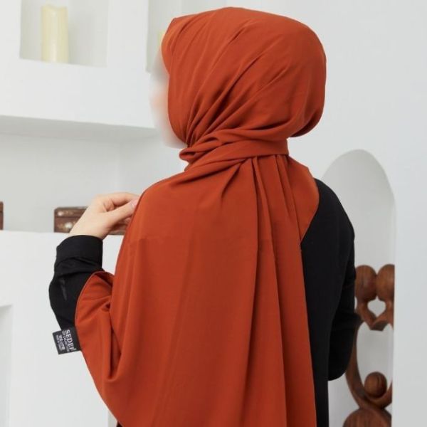Voile Soie de Médine - Brique - Hijab, Foulard, Châle pour Femme - Sedef