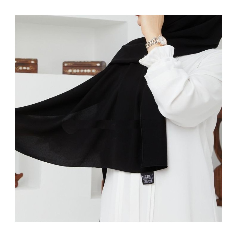 Voile Soie de Médine - Noir - Hijab, Foulard, Châle pour Femme - Sedef Voile Soie de Médine - Noir - Hijab, Foulard, Châle pour Femme - Sedef